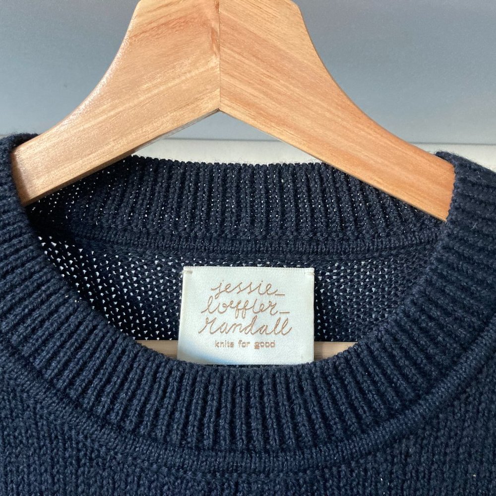 Loeffler Randall Wool Pleated Shoulder Puff Sleeve Sweater, Navy Blue/Size Small